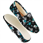 Blue Peony And Grey Rose Floral Print Casual Shoes