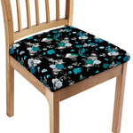 Blue Peony And Grey Rose Floral Print Chair Cushion Cover