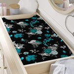 Blue Peony And Grey Rose Floral Print Changing Pad Cover