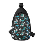 Blue Peony And Grey Rose Floral Print Chest Bag