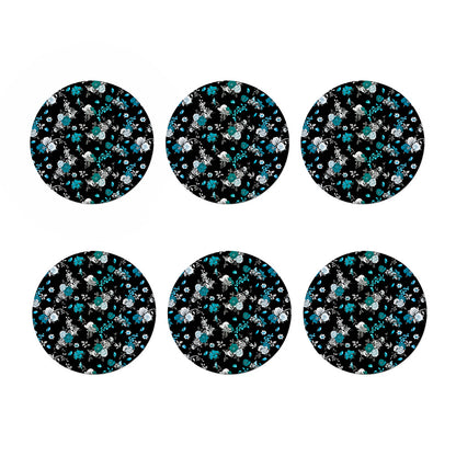 Blue Peony And Grey Rose Floral Print Coaster Set