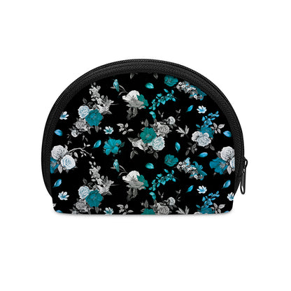 Blue Peony And Grey Rose Floral Print Coin Purse