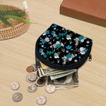 Blue Peony And Grey Rose Floral Print Coin Purse