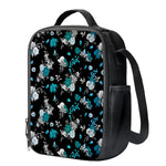 Blue Peony And Grey Rose Floral Print Crossbody Lunch Bag