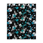 Blue Peony And Grey Rose Floral Print Curtain