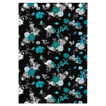 Blue Peony And Grey Rose Floral Print Curtain