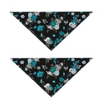 Blue Peony And Grey Rose Floral Print Dog Bandana