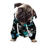 Blue Peony And Grey Rose Floral Print Dog Zip Up Hoodie