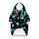 Blue Peony And Grey Rose Floral Print Dog Zip Up Hoodie