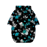 Blue Peony And Grey Rose Floral Print Dog Zip Up Hoodie