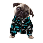 Blue Peony And Grey Rose Floral Print Dog Zip Up Jacket