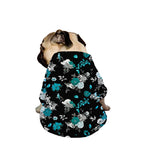 Blue Peony And Grey Rose Floral Print Dog Zip Up Jacket
