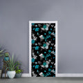 Blue Peony And Grey Rose Floral Print Door Sticker