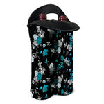 Blue Peony And Grey Rose Floral Print Double Neoprene Wine Tote