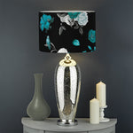 Blue Peony And Grey Rose Floral Print Drum Lamp Shade