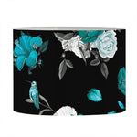 Blue Peony And Grey Rose Floral Print Drum Lamp Shade