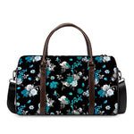 Blue Peony And Grey Rose Floral Print Duffle Bag
