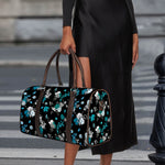 Blue Peony And Grey Rose Floral Print Duffle Bag