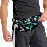 Blue Peony And Grey Rose Floral Print Fanny Pack