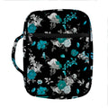 Blue Peony And Grey Rose Floral Print Front Pocket Bible Bag