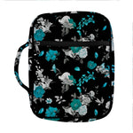 Blue Peony And Grey Rose Floral Print Front Pocket Bible Bag
