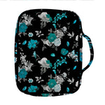 Blue Peony And Grey Rose Floral Print Front Pocket Bible Bag