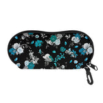 Blue Peony And Grey Rose Floral Print Glasses Case