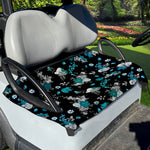 Blue Peony And Grey Rose Floral Print Golf Cart Seat Cover