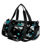 Blue Peony And Grey Rose Floral Print Gym Bag