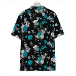 Blue Peony And Grey Rose Floral Print Hawaiian Shirt