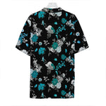 Blue Peony And Grey Rose Floral Print Hawaiian Shirt