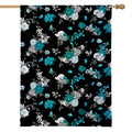 Blue Peony And Grey Rose Floral Print House Flag