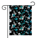 Blue Peony And Grey Rose Floral Print House Flag