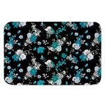Blue Peony And Grey Rose Floral Print Indoor Door Mat