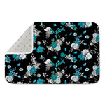 Blue Peony And Grey Rose Floral Print Indoor Door Mat