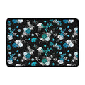 Blue Peony And Grey Rose Floral Print Kitchen Mat