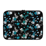 Blue Peony And Grey Rose Floral Print Laptop Sleeve