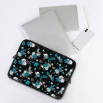 Blue Peony And Grey Rose Floral Print Laptop Sleeve