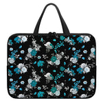 Blue Peony And Grey Rose Floral Print Laptop Sleeve With Handle