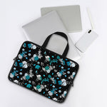Blue Peony And Grey Rose Floral Print Laptop Sleeve With Handle