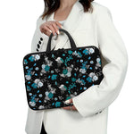Blue Peony And Grey Rose Floral Print Laptop Sleeve With Handle