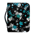 Blue Peony And Grey Rose Floral Print Leather Bible Cover