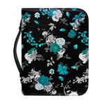 Blue Peony And Grey Rose Floral Print Leather Bible Cover