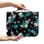 Blue Peony And Grey Rose Floral Print Leather Bible Cover