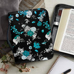 Blue Peony And Grey Rose Floral Print Leather Bible Cover