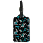 Blue Peony And Grey Rose Floral Print Luggage Tag