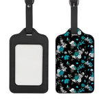 Blue Peony And Grey Rose Floral Print Luggage Tag