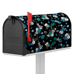 Blue Peony And Grey Rose Floral Print Mailbox Cover