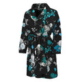 Blue Peony And Grey Rose Floral Print Men's Bathrobe