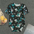 Blue Peony And Grey Rose Floral Print Men's Bodysuit